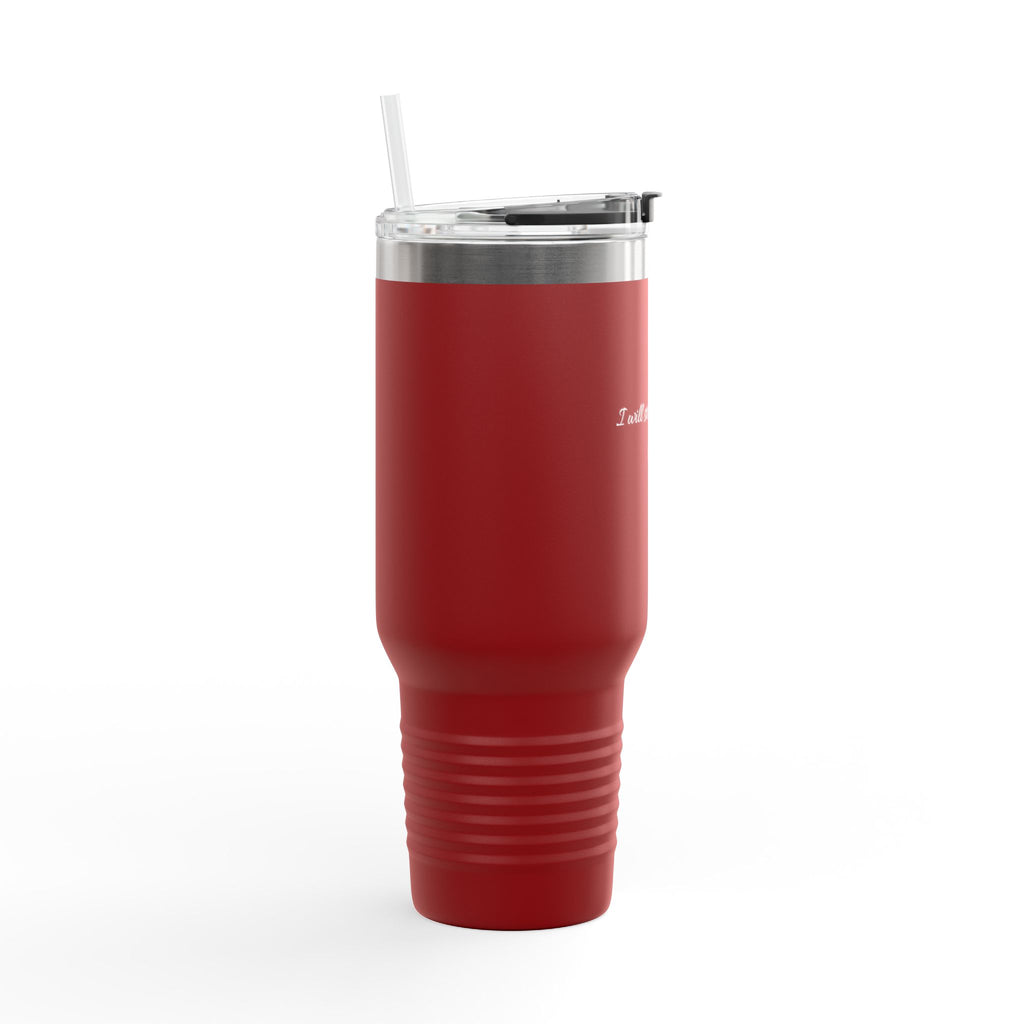 40oz Insulated Travel Mug — “I Will Strengthen You” Isaiah 41:10 Christian Tumbler