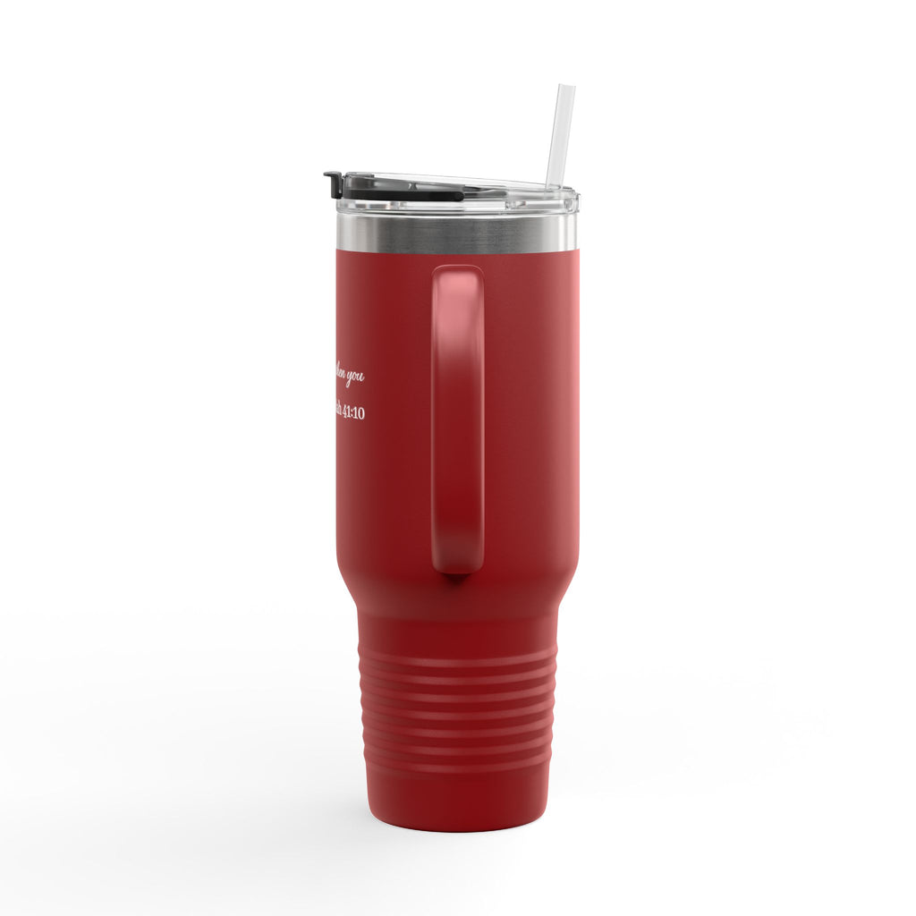 40oz Insulated Travel Mug — “I Will Strengthen You” Isaiah 41:10 Christian Tumbler
