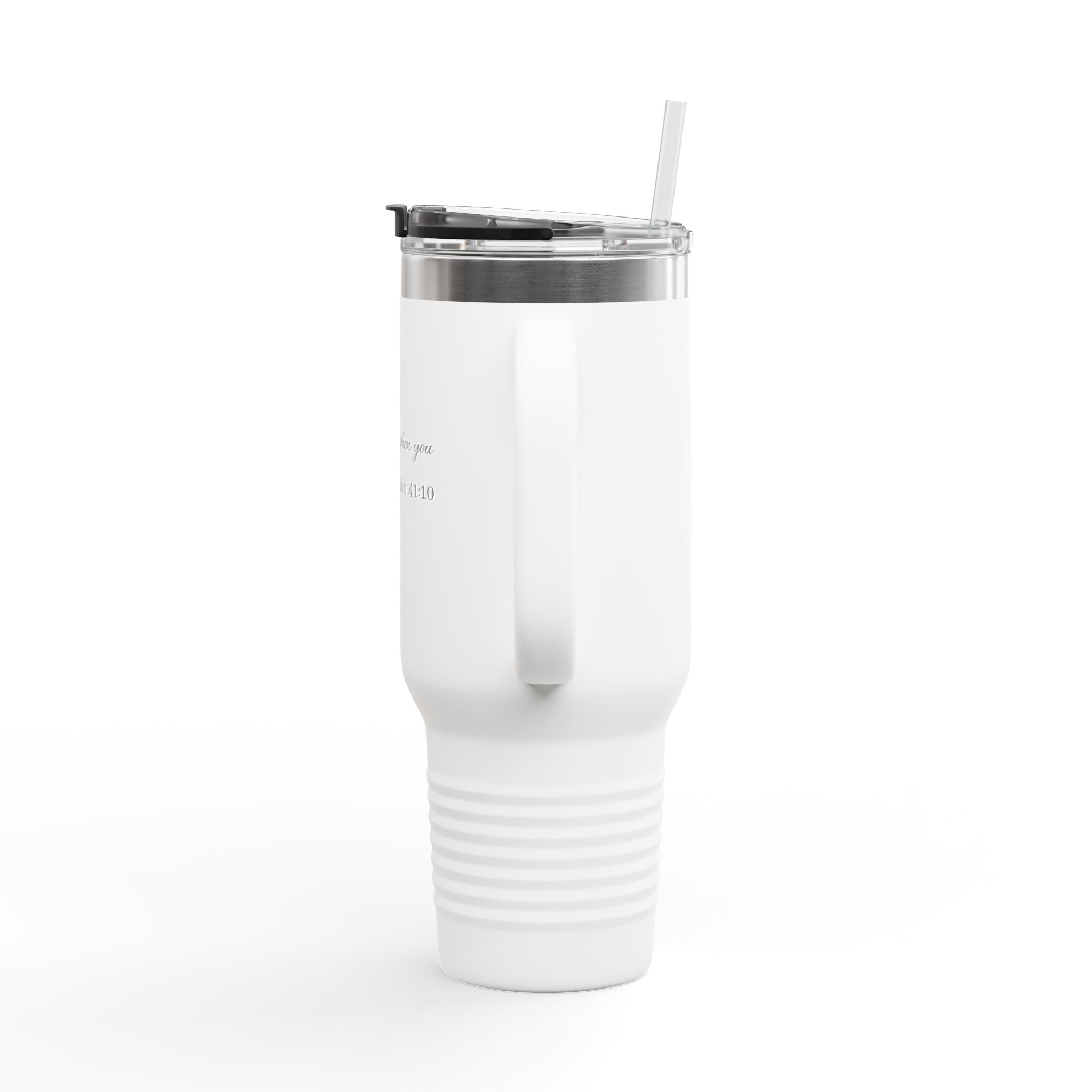 40oz Insulated Travel Mug — “I Will Strengthen You” Isaiah 41:10 Christian Tumbler