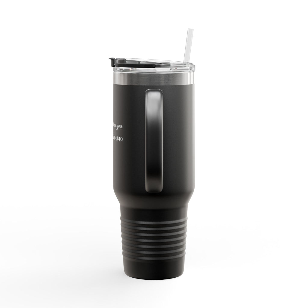 40oz Insulated Travel Mug — “I Will Strengthen You” Isaiah 41:10 Christian Tumbler